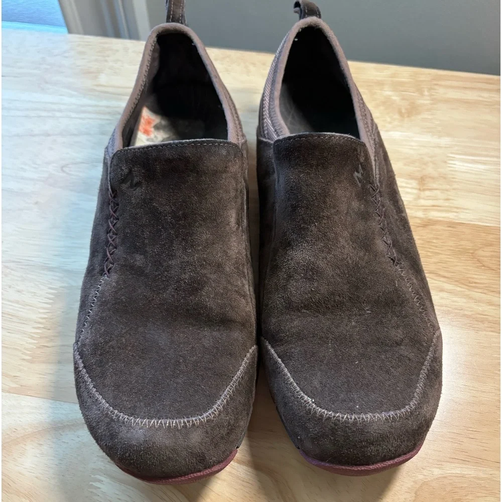 Merrell Women 7.5 Brown Suede Slip On Bisect Coffee Bean